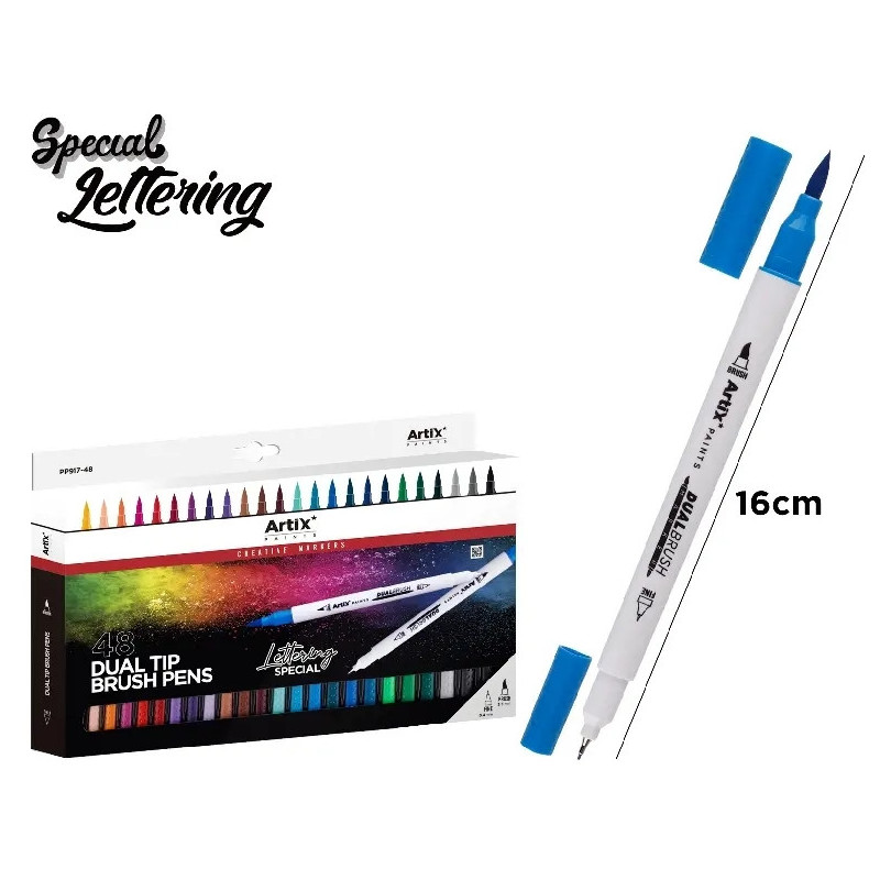 Rotuladores lettering doble punta 48 colores