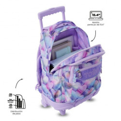 Mochila de ruedas TOTTO 4MM corazones pastel