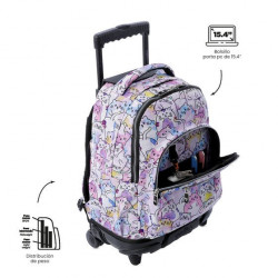 Mochila de ruedas TOTTO 1I2 gatitos purpurina