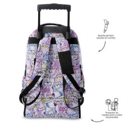 Mochila de ruedas TOTTO 1I2 gatitos purpurina