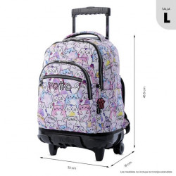 Mochila de ruedas TOTTO 1I2 gatitos purpurina